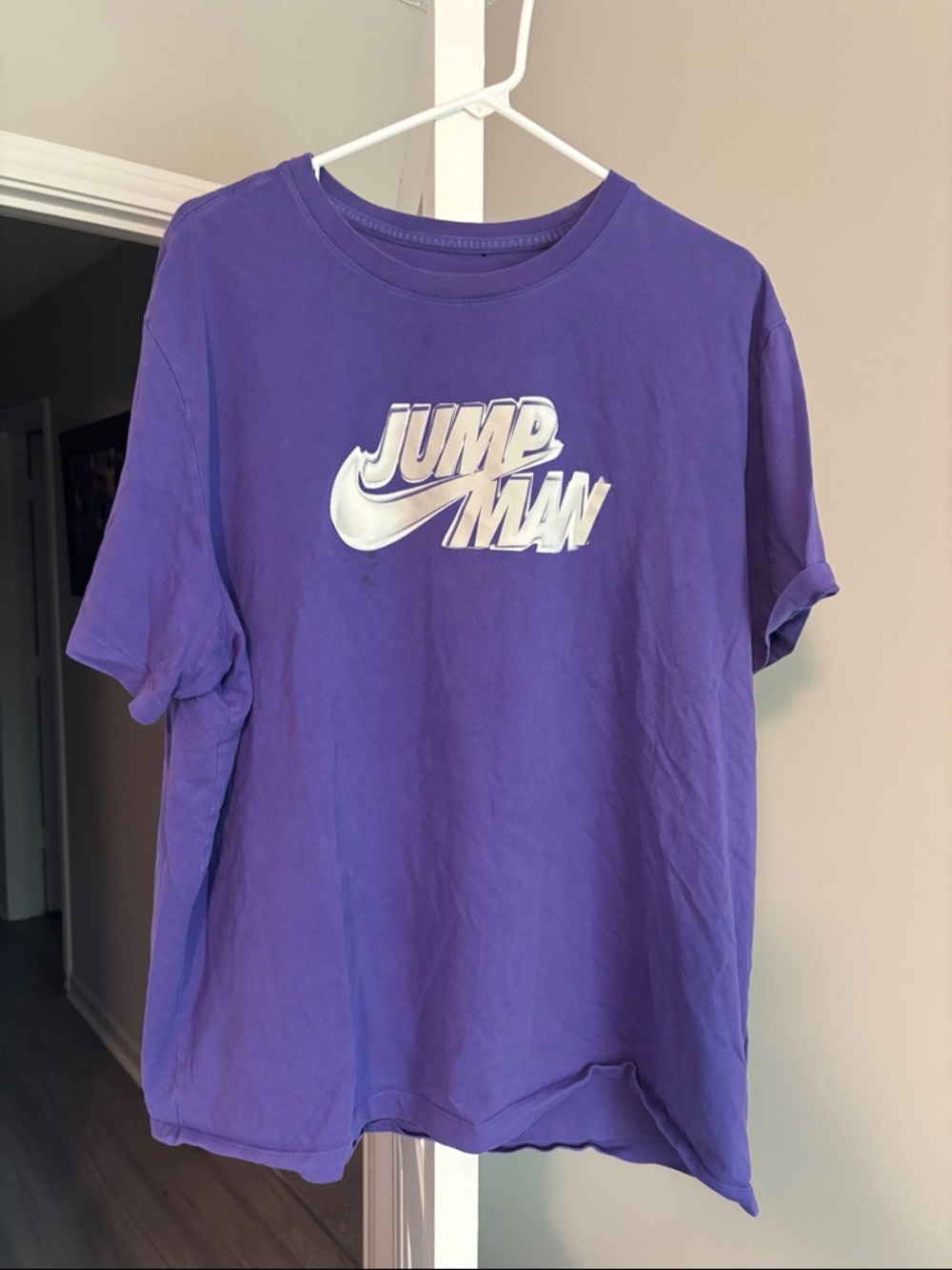 Nike Purple Tee with White Jumpman Graphic